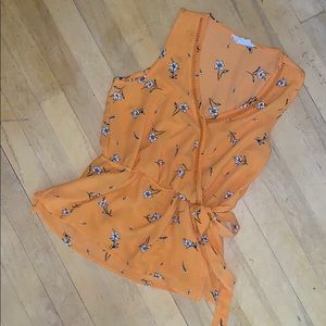 Floral tank mustard S